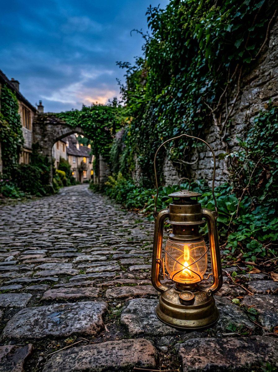 Antique Brass Hurricane Lantern - 30 lantern pathway ideas