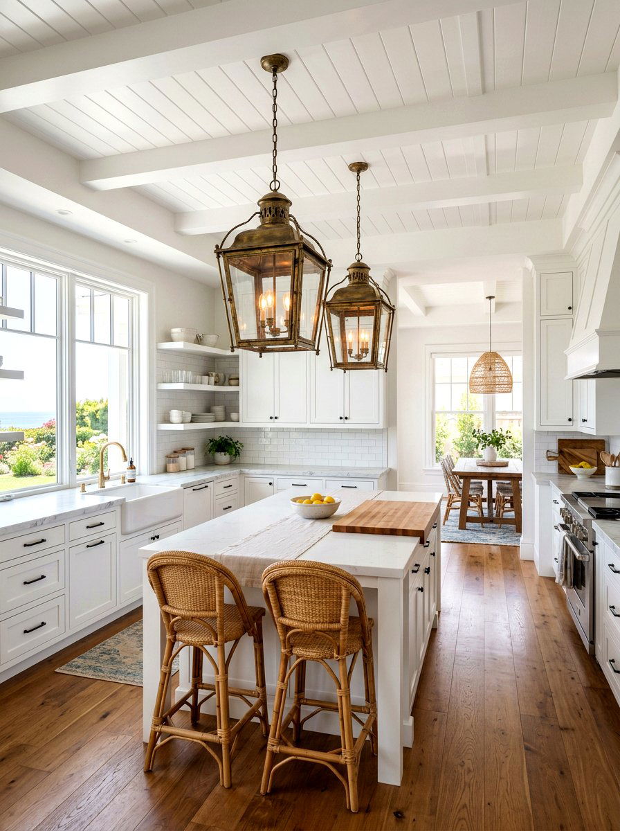 Antique Brass Lanterns - 30 Hamptons kitchen ideas
