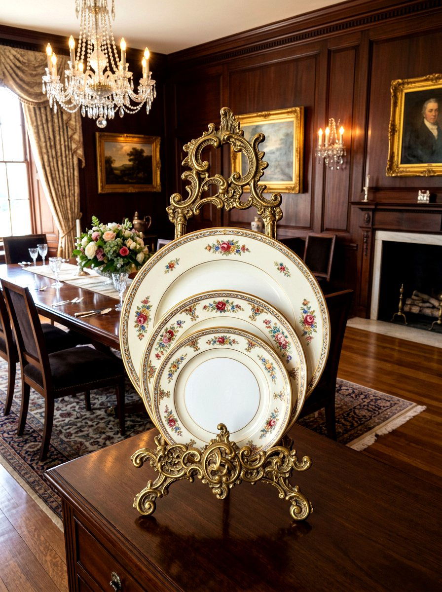 Antique Brass Plate Holder - 30 plate rack wall ideas