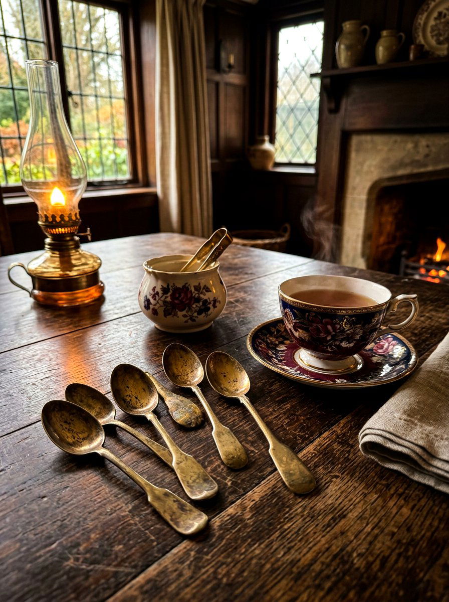 Antique Brass Tea Spoons - 30 English tea tablescape ideas
