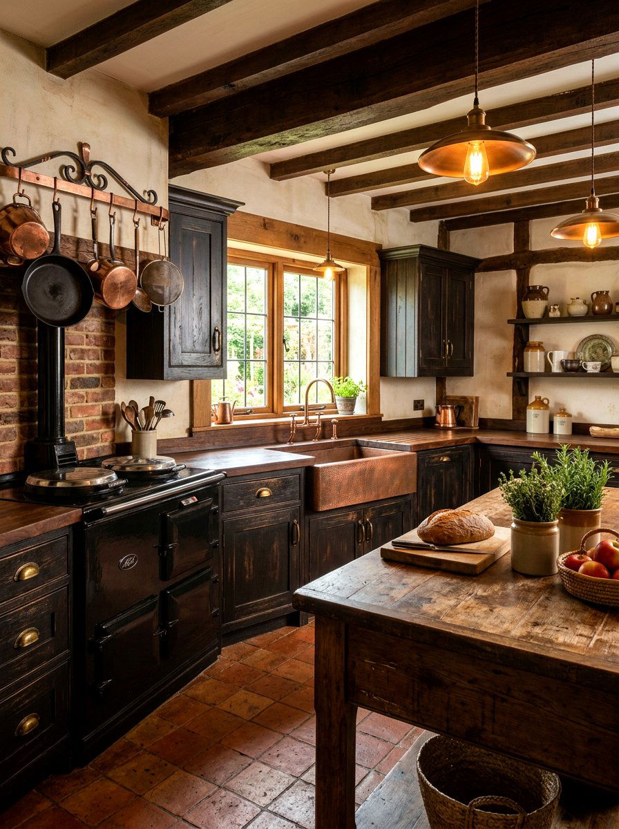 Antique Brass and Copper Details - 30 kitchen hardware mix ideas