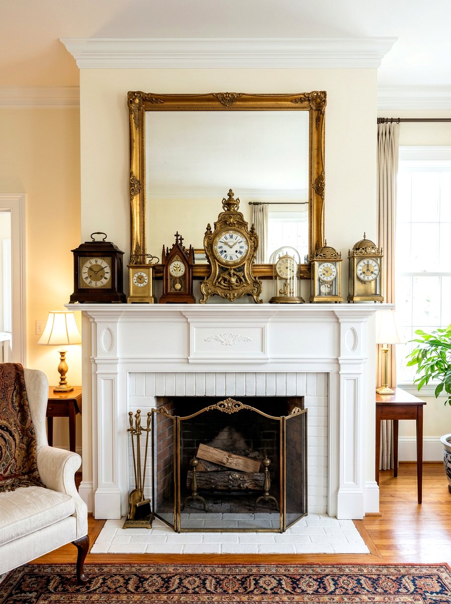 Antique Clock Mantel Display - 30 secondhand decor ideas