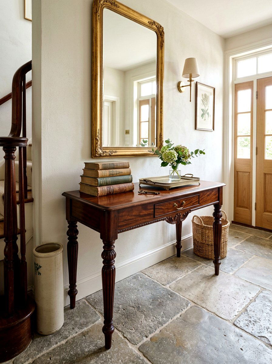 Antique Console Table - 30 old world entryway ideas