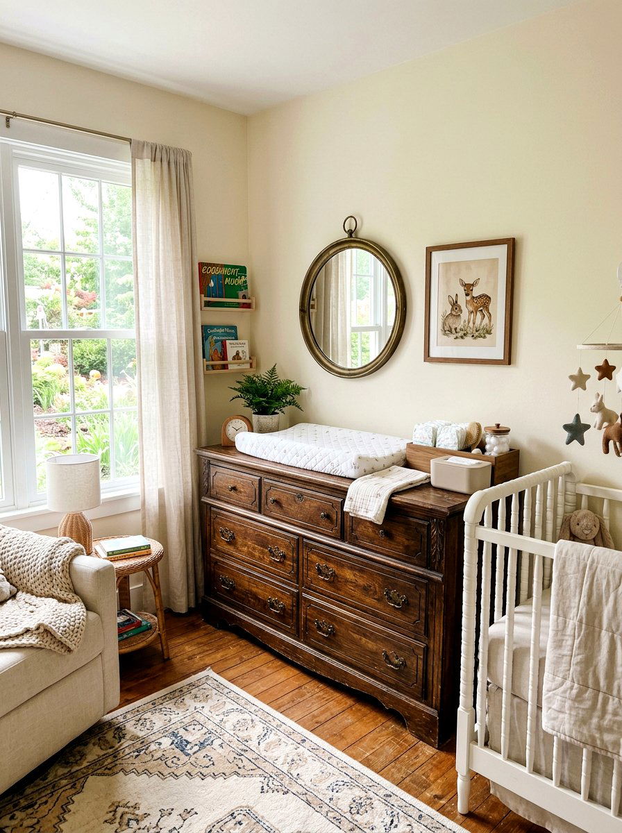 Antique Dresser Changing Table - 30 vintage baby room ideas