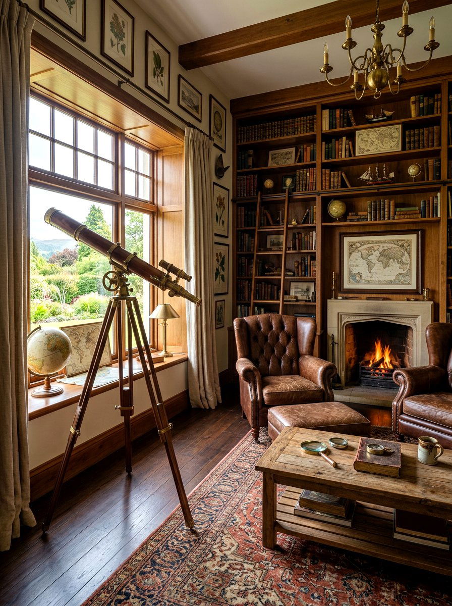 Antique Floor Telescope - 30 extra celestial living room ideas
