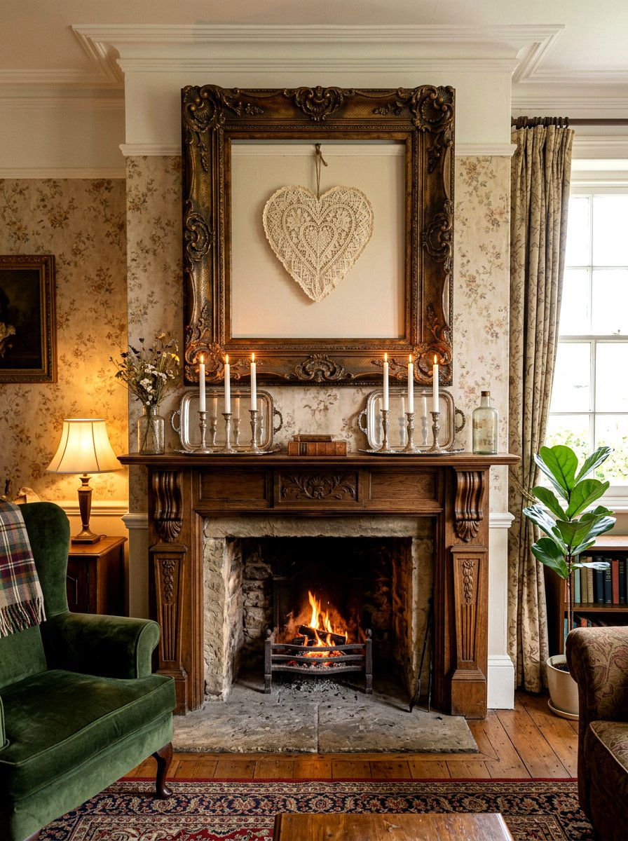 Antique Frame Heritage Valentine Mantel - 30 Valentine mantel ideas
