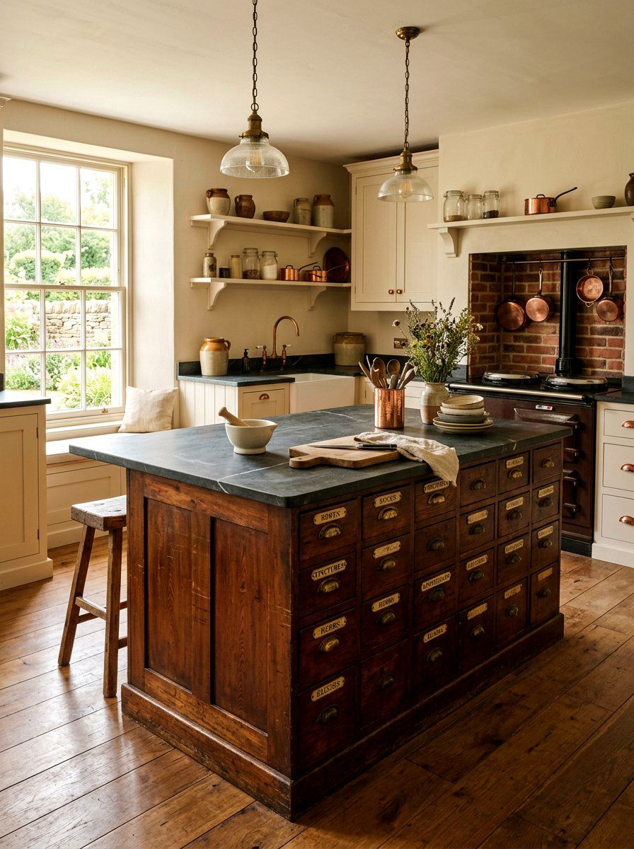 Antique Furniture Style Island - 30 modern farmhouse kitchen island ideas