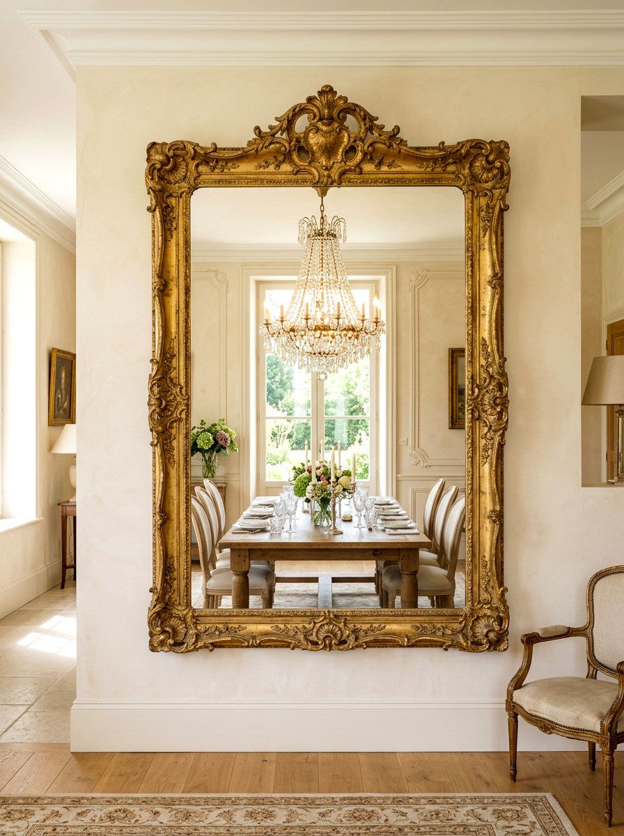 Antique Gilded Wall Mirror - 30 French country dining room decor ideas