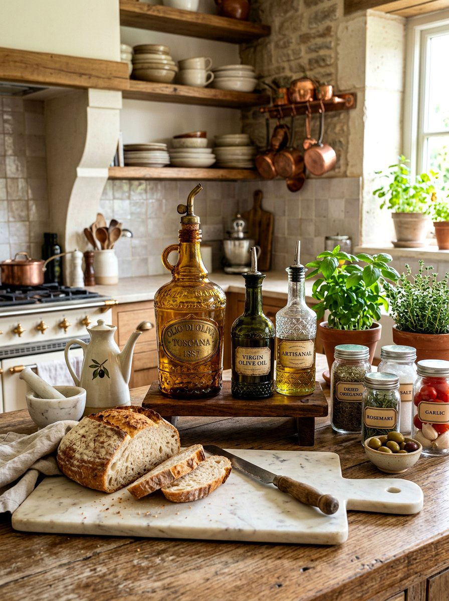 Antique Glass Olive Oil Decanter - 30 tomato girl summer kitchen ideas