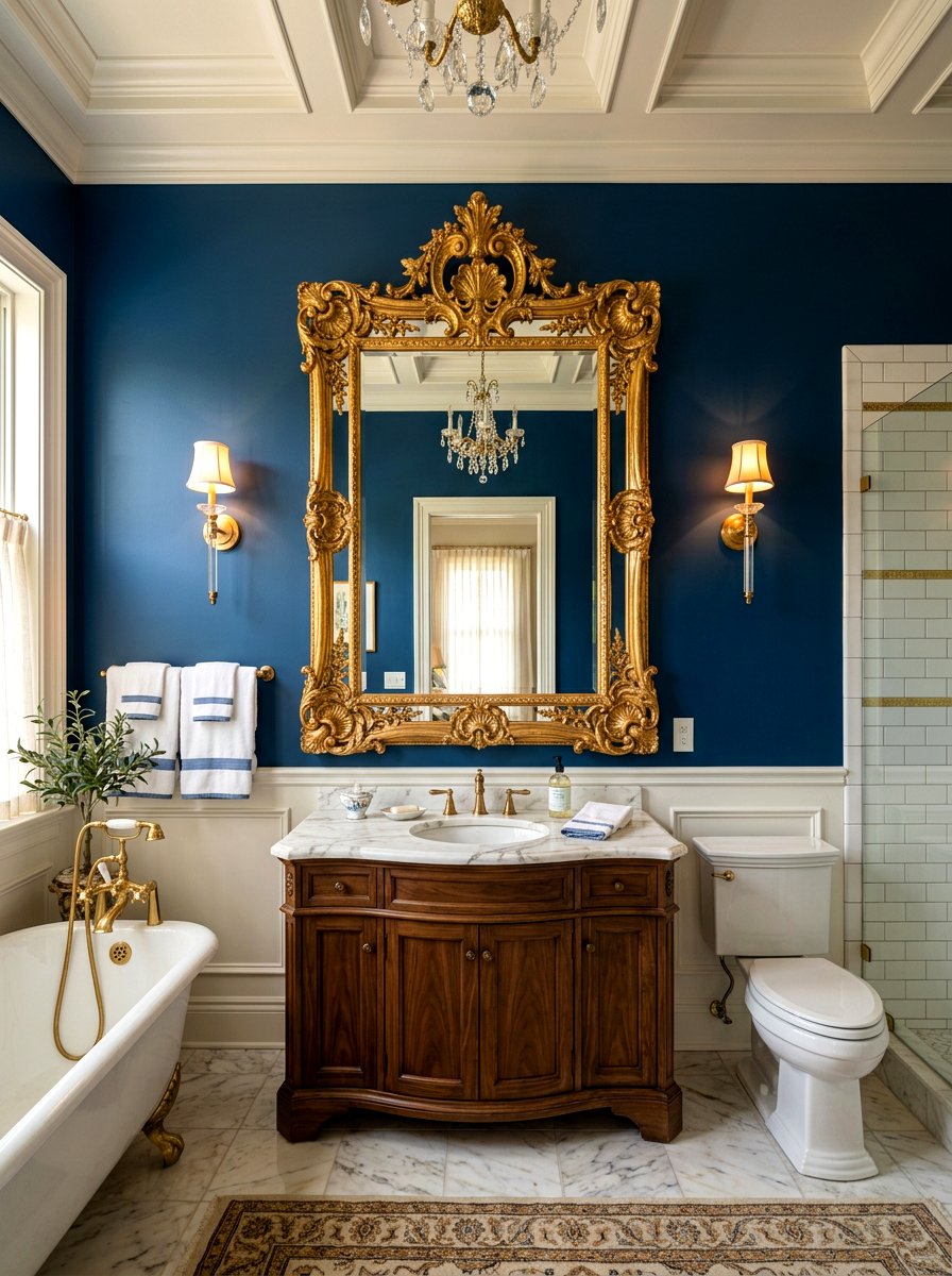Antique Gold Mirror - 30 jewel box bath ideas