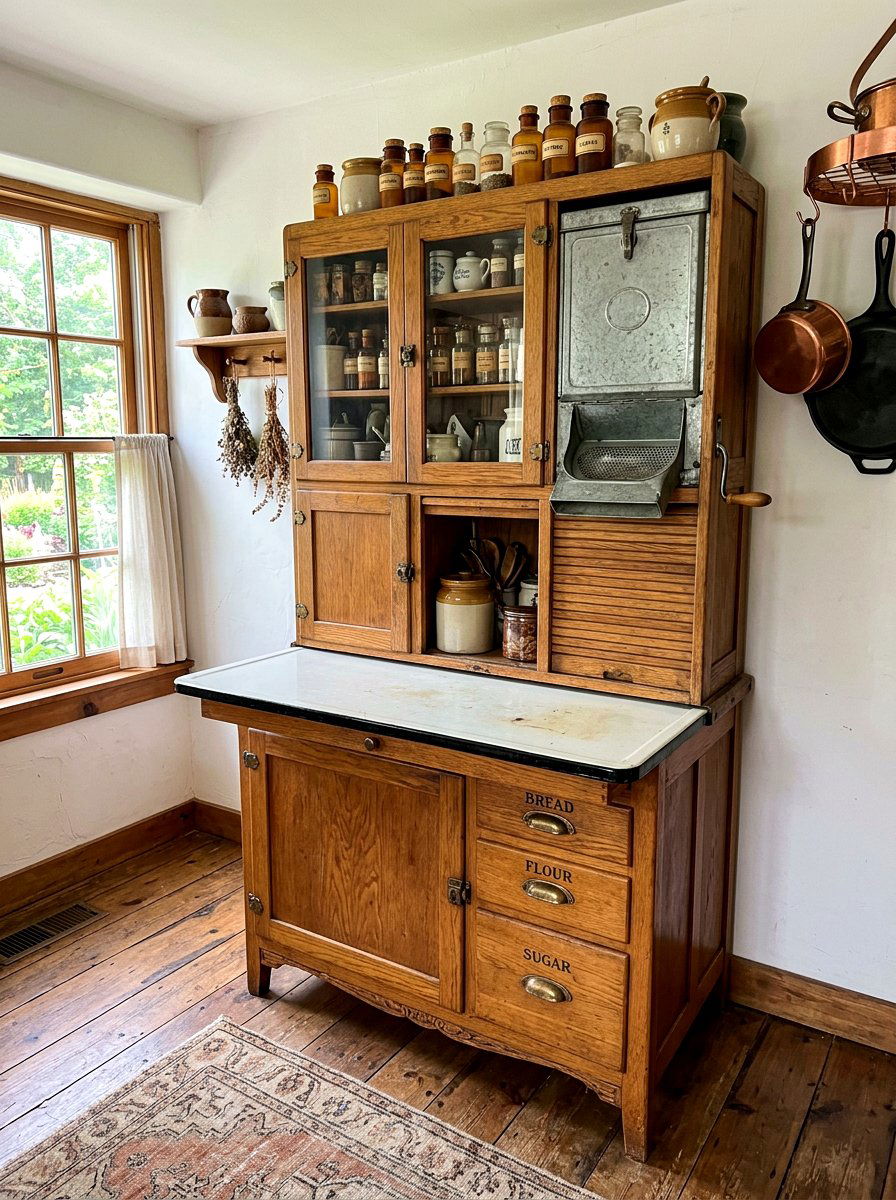 Antique Hoosier Cabinet - 30 vintage cottage kitchen ideas