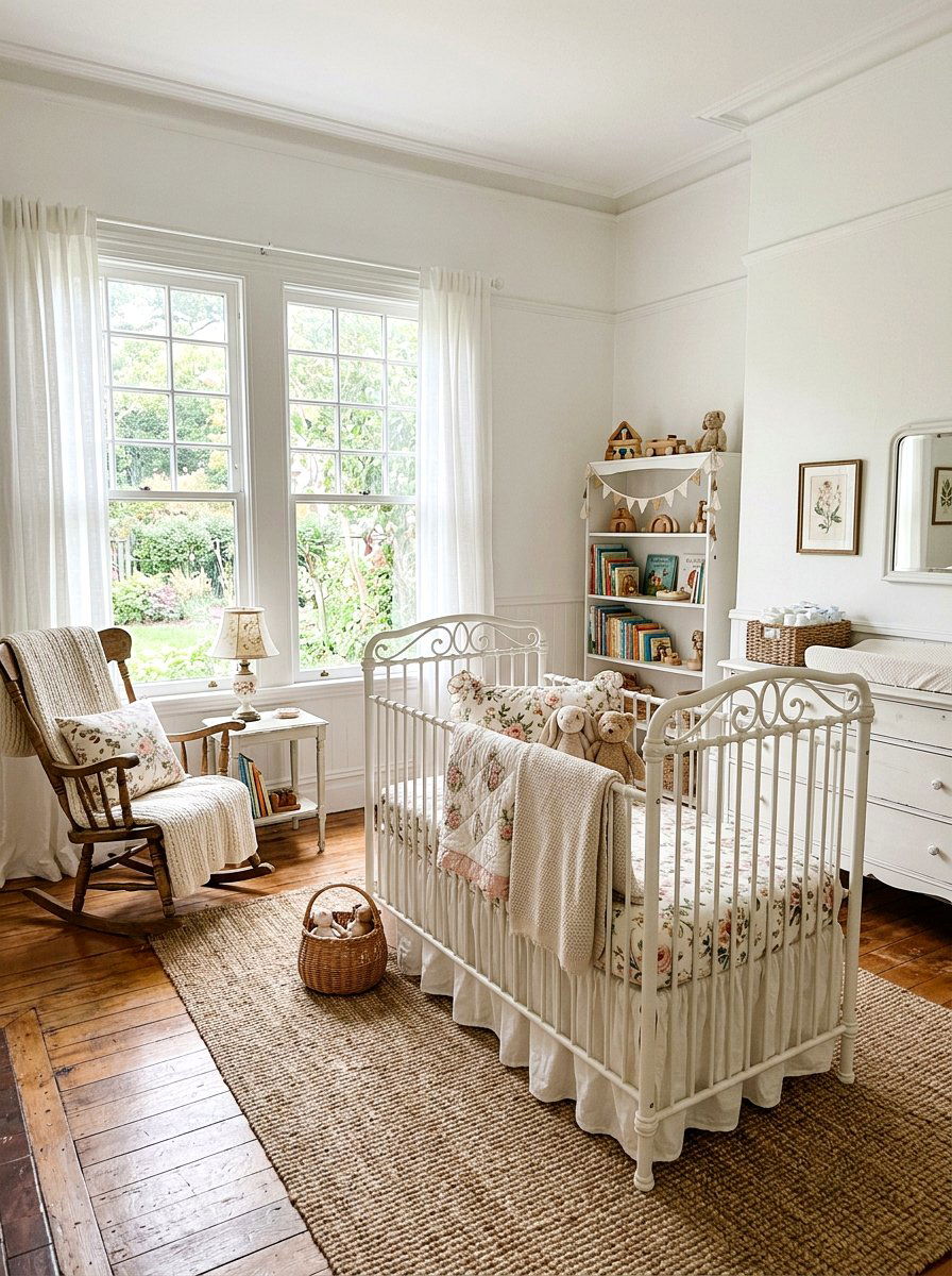 Antique Iron Baby Bed - 30 English nursery decor ideas