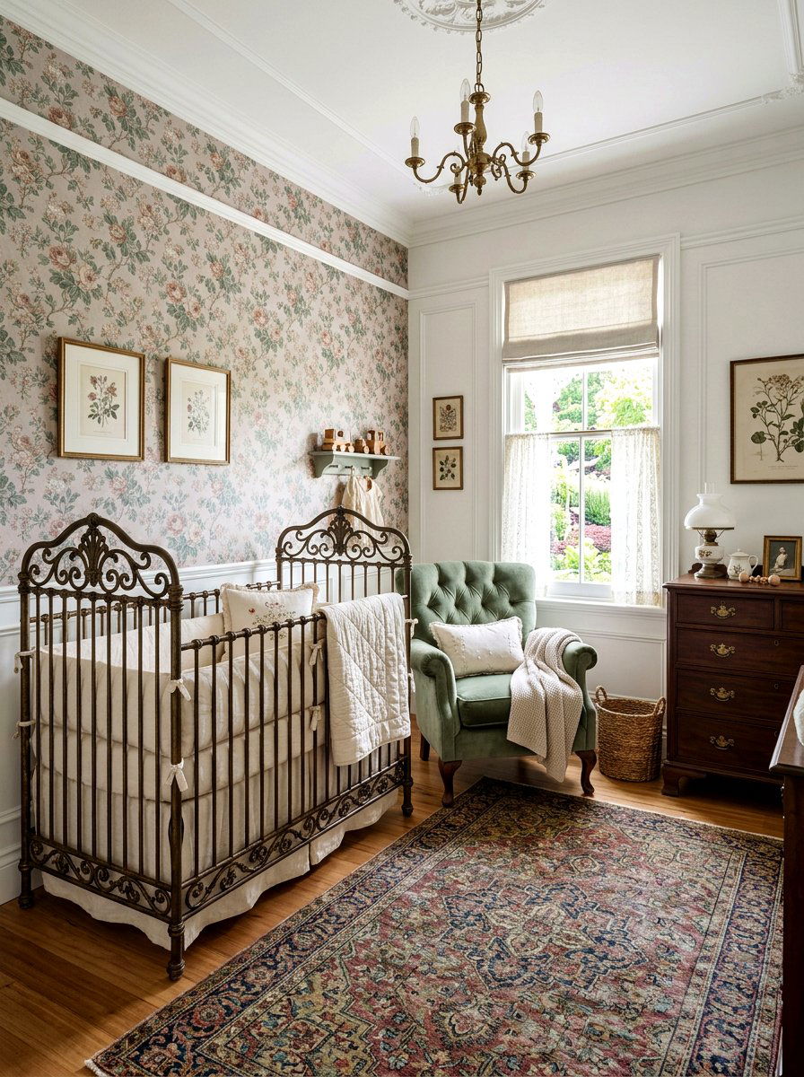 Antique Iron Crib - 30 vintage nursery ideas