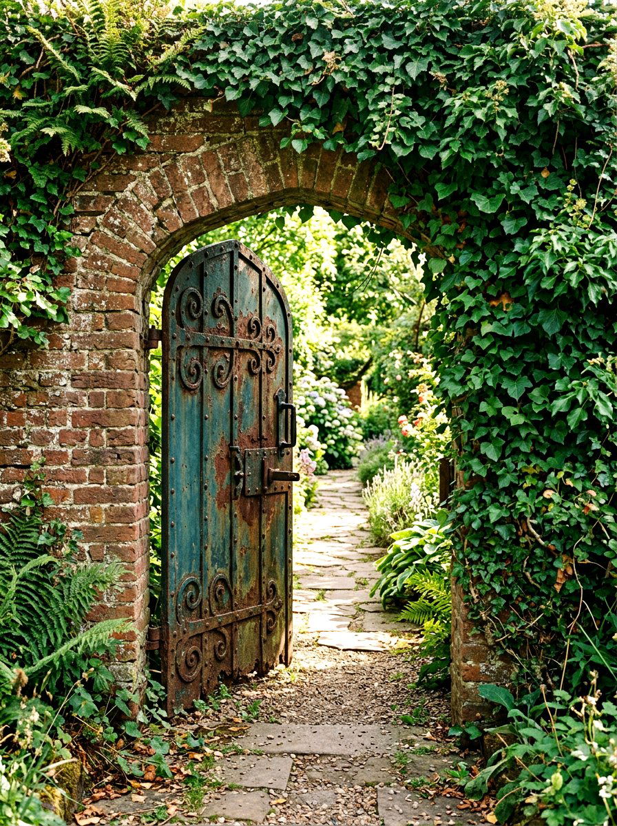 Antique Iron Garden Door - 30 secret garden ideas