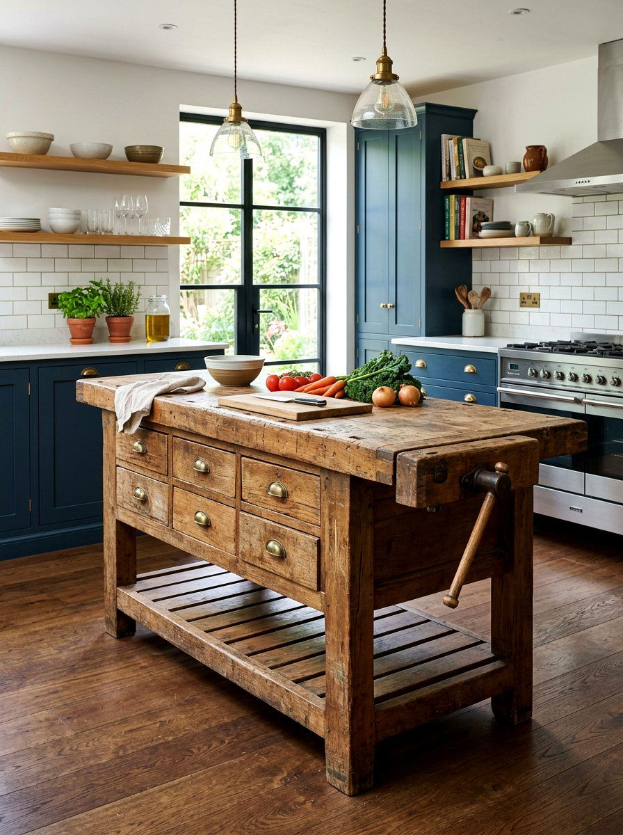 Antique Kitchen Island - 30 heritage kitchen decor ideas
