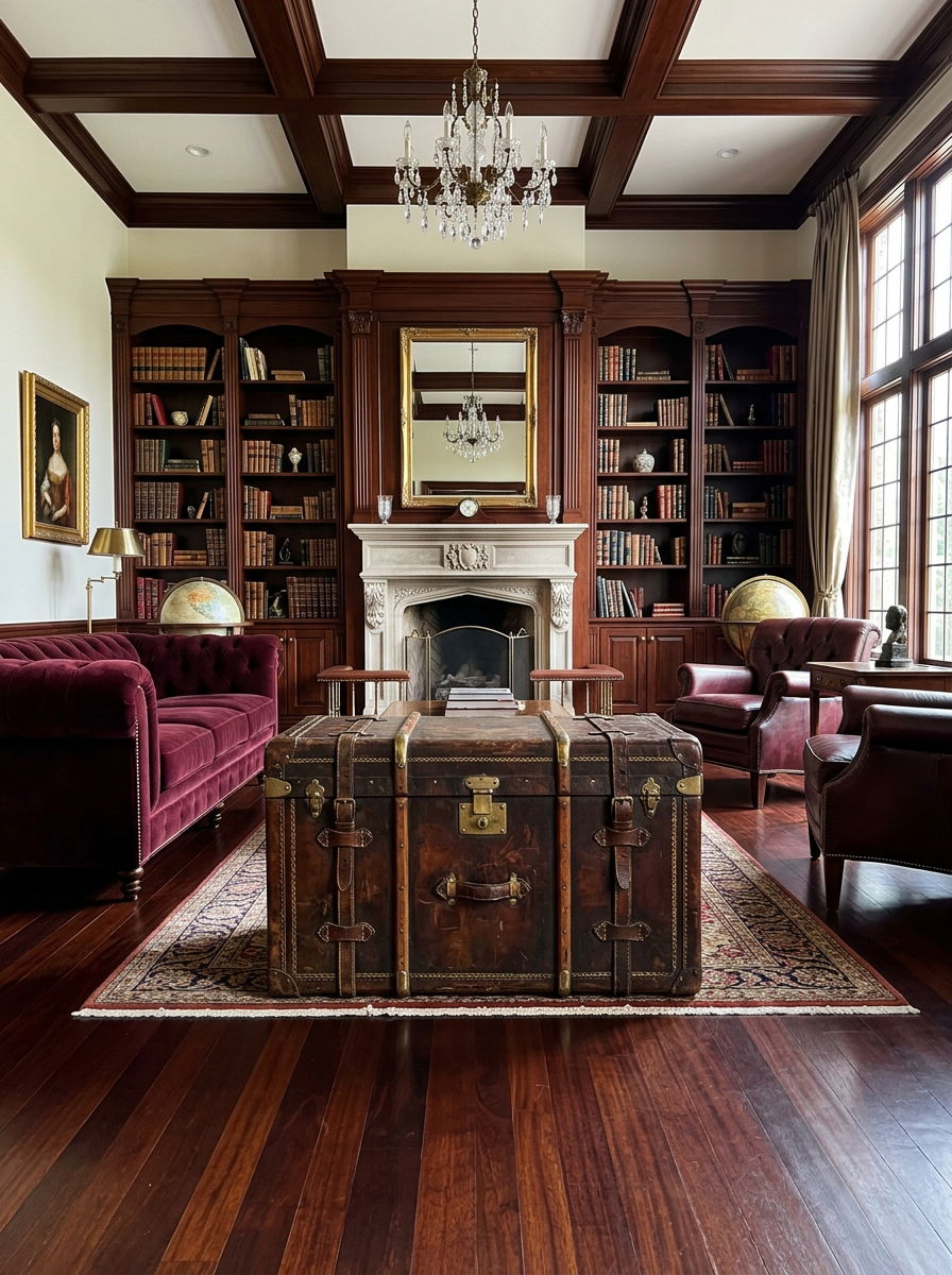 Antique Leather Trunk - 30 trunk coffee table ideas