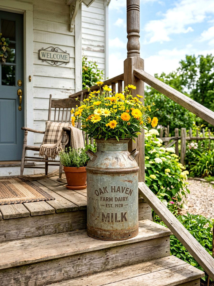 Antique Milk Can - 30 farmhouse front yard ideas