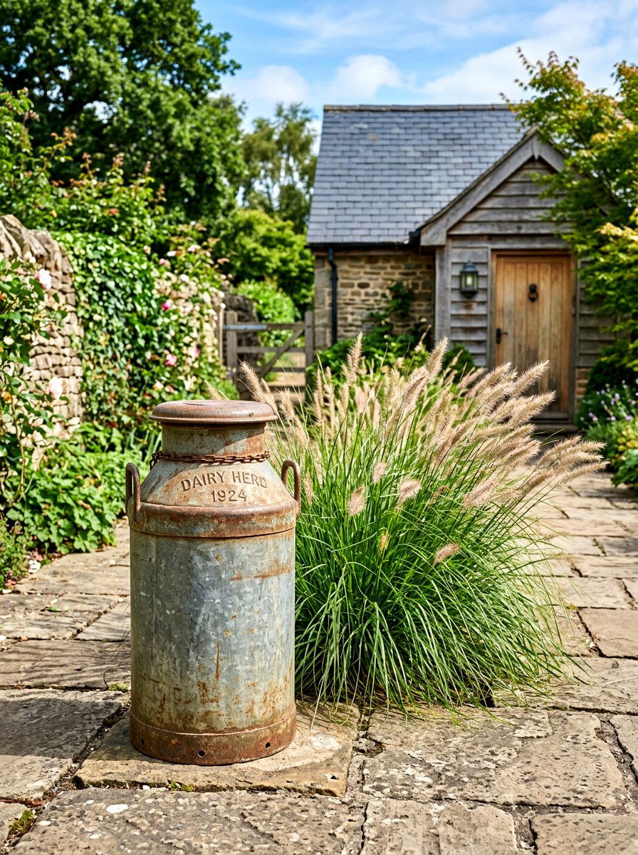 Antique Milk Churn - 30 rustic container garden ideas