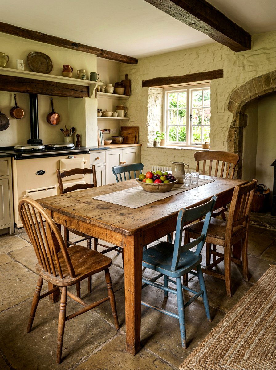 Antique Pine Dining Table - 30 English cottage kitchen ideas