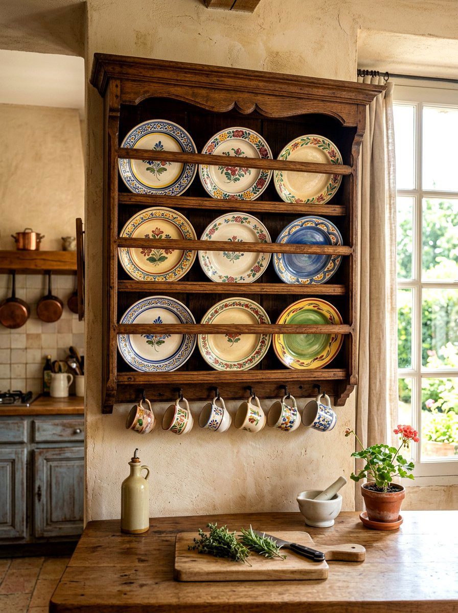 Antique Plate Rack Shelf - 30 French cottage kitchen shelf ideas