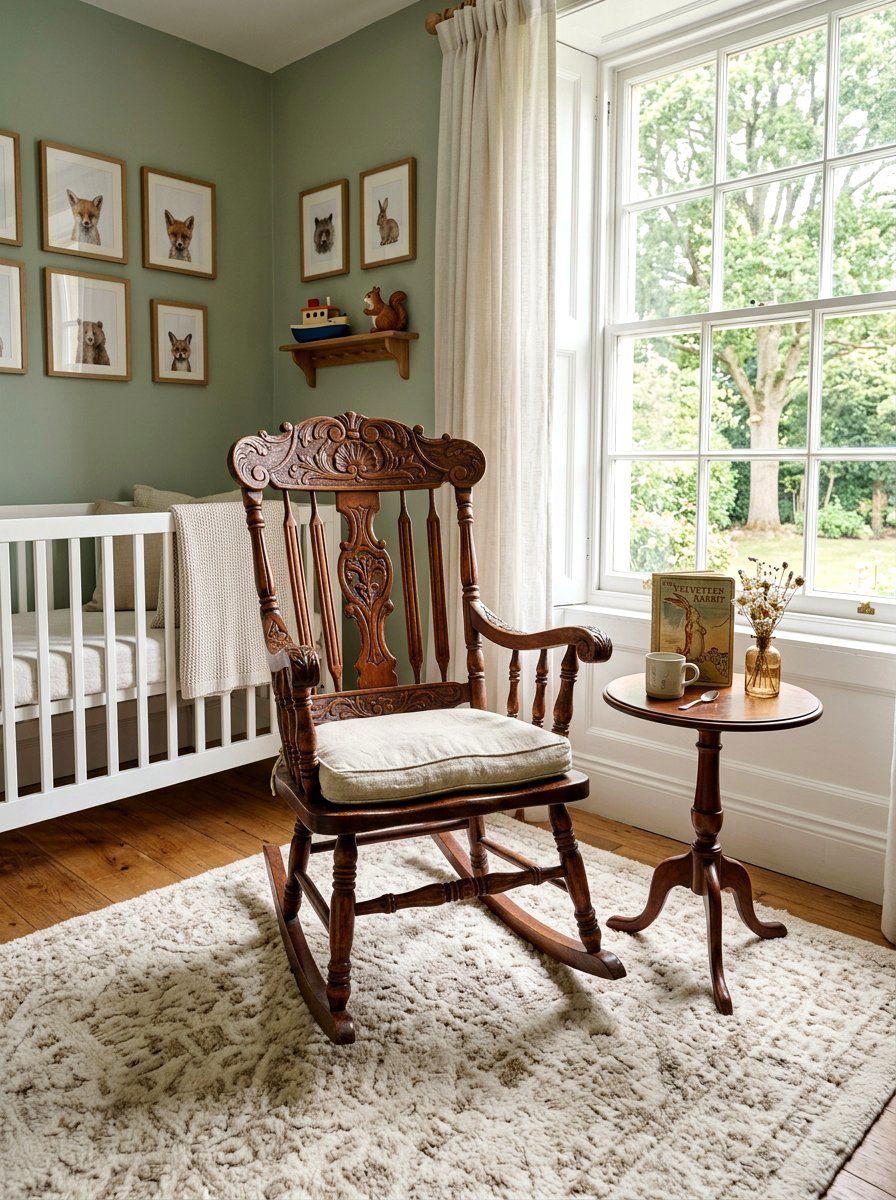 Antique Rocking Chair - 30 old money nursery ideas