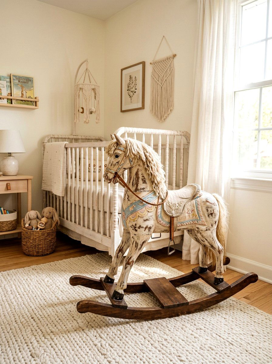 Antique Rocking Horse Nursery Accent - 30 vintage toy decor ideas