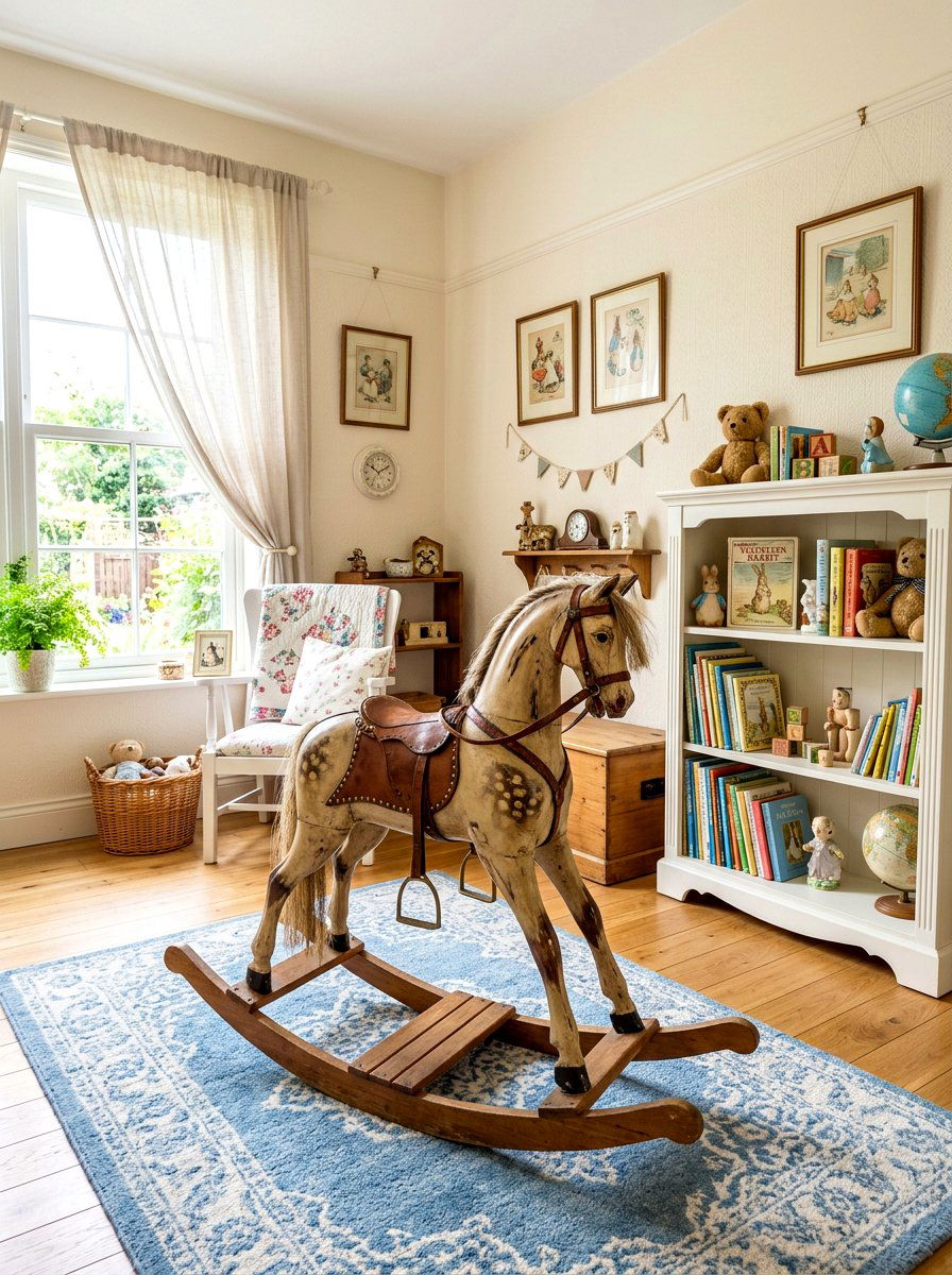 Antique Rocking Horse - 30 soft heirloom nursery ideas