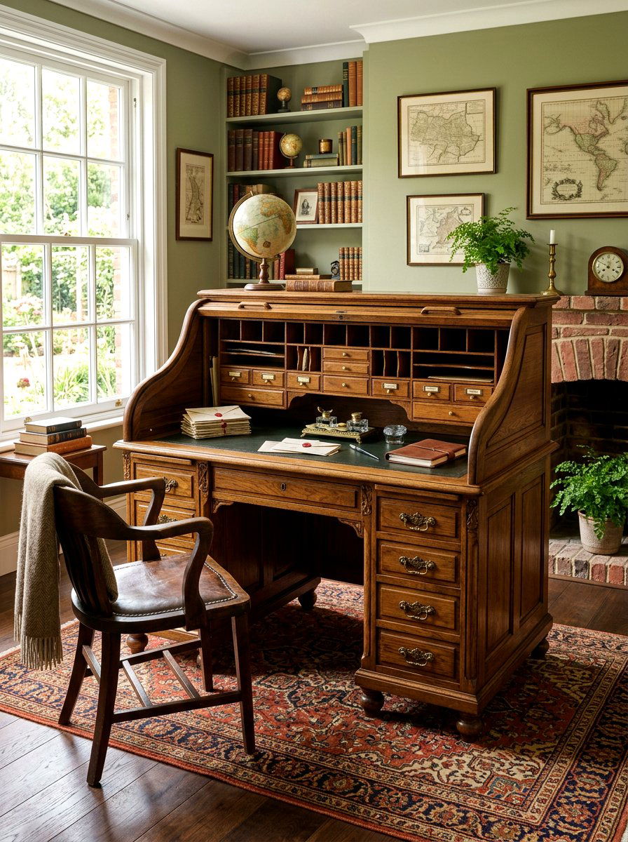 Antique Roll Top Desk - 30 author office ideas