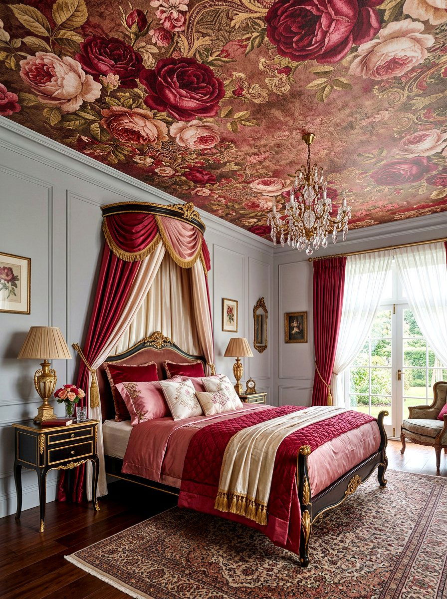 Antique Rose Ceiling - 30 vintage floral ceiling ideas