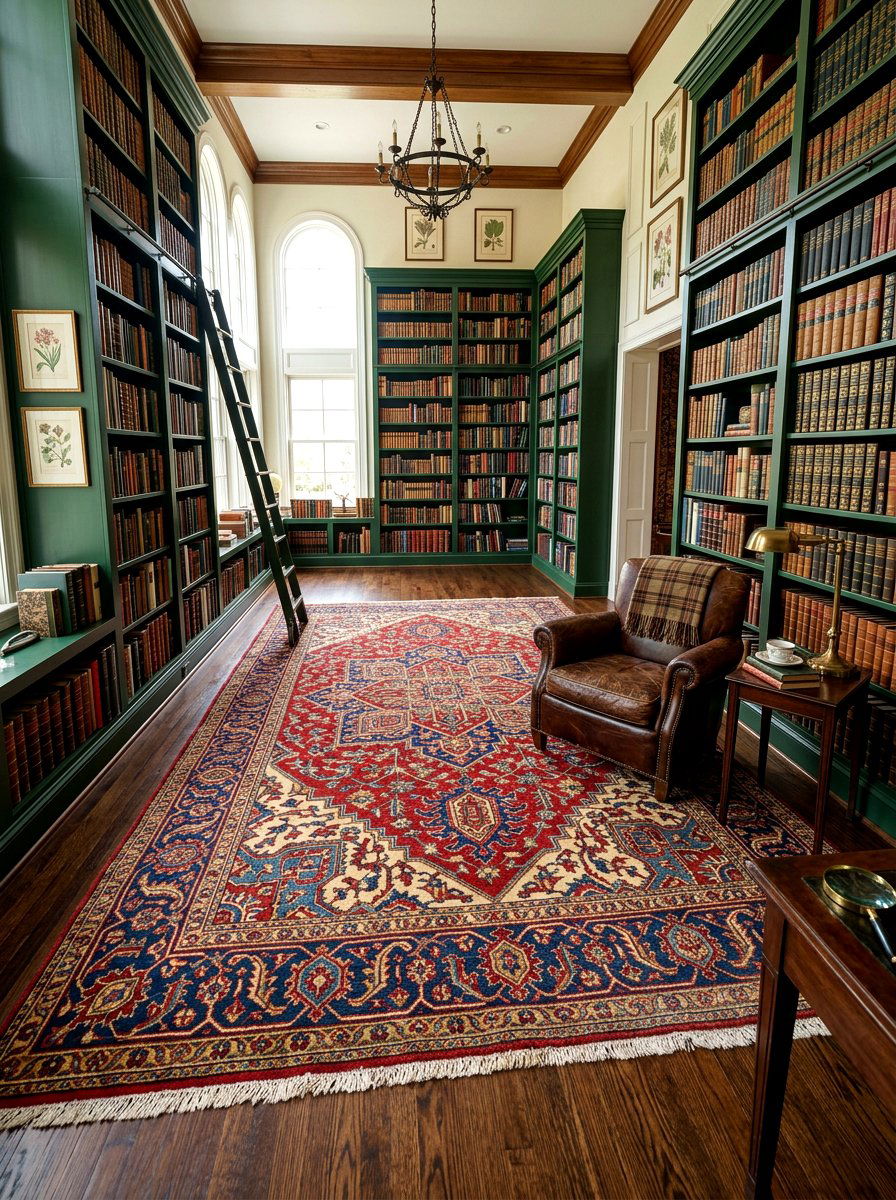 Antique Rug Library - 30 moody home library ideas