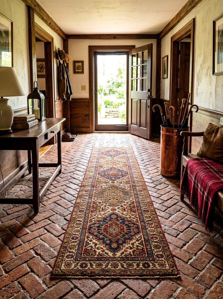 Antique Runner Brick Floor Foyer - 30 antique rug foyer ideas