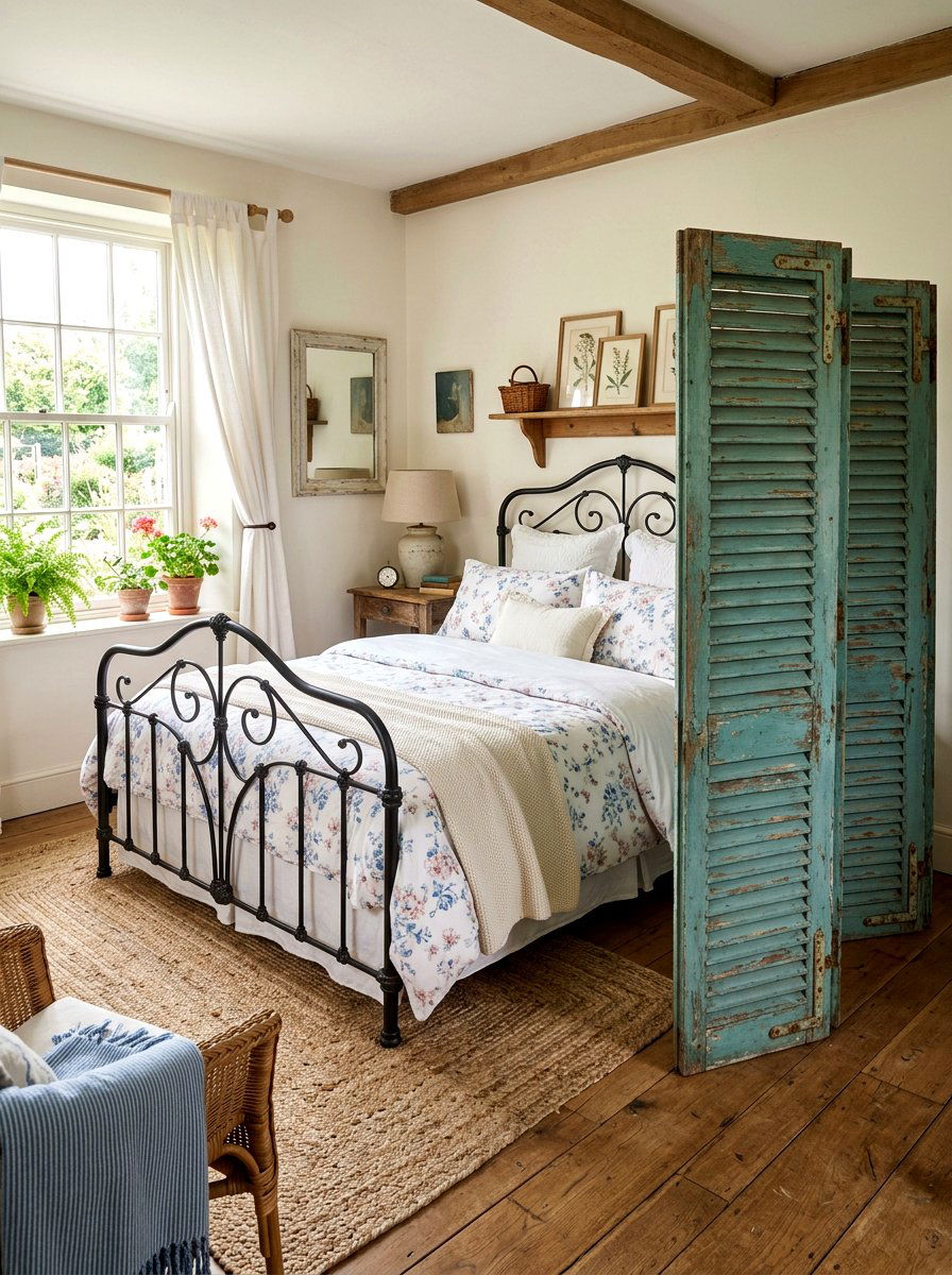 Antique Shutters Screen - 30 freestanding screen divider ideas