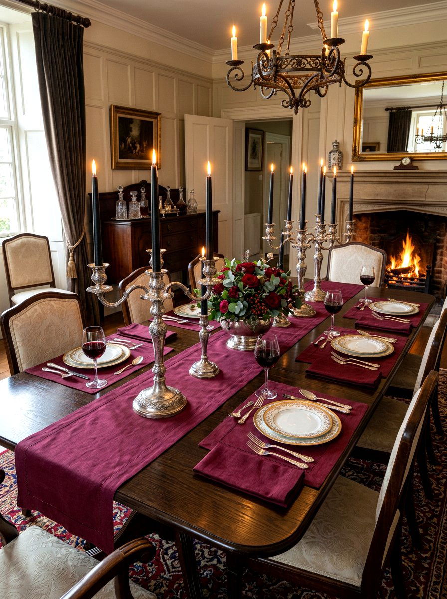 Antique Silver Candlestick - 30 moody berry tablescape ideas