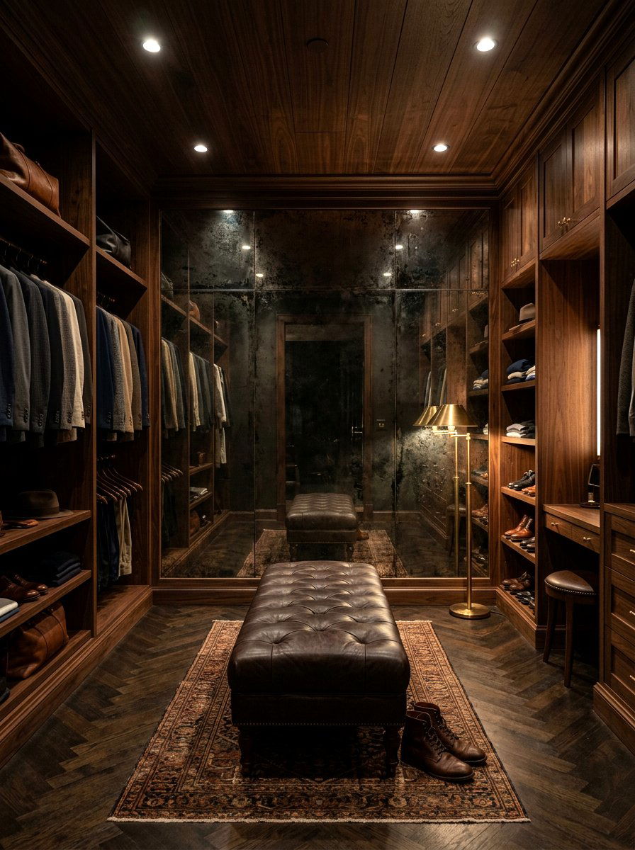 Antique Smoked Glass Mirror - 30 dressing room mirror wall ideas