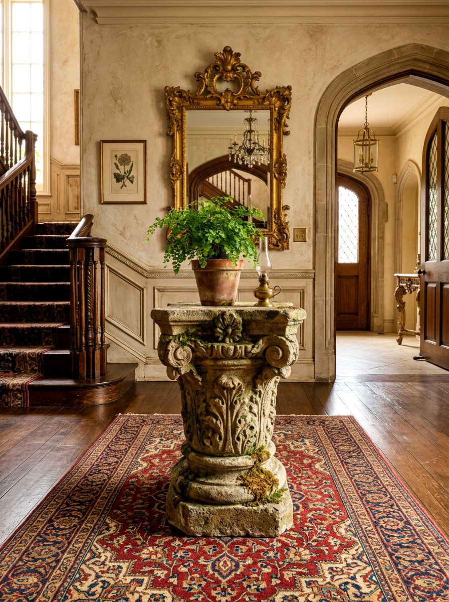 Antique Stone Pedestal Foyer - 30 stone pedestal decor ideas