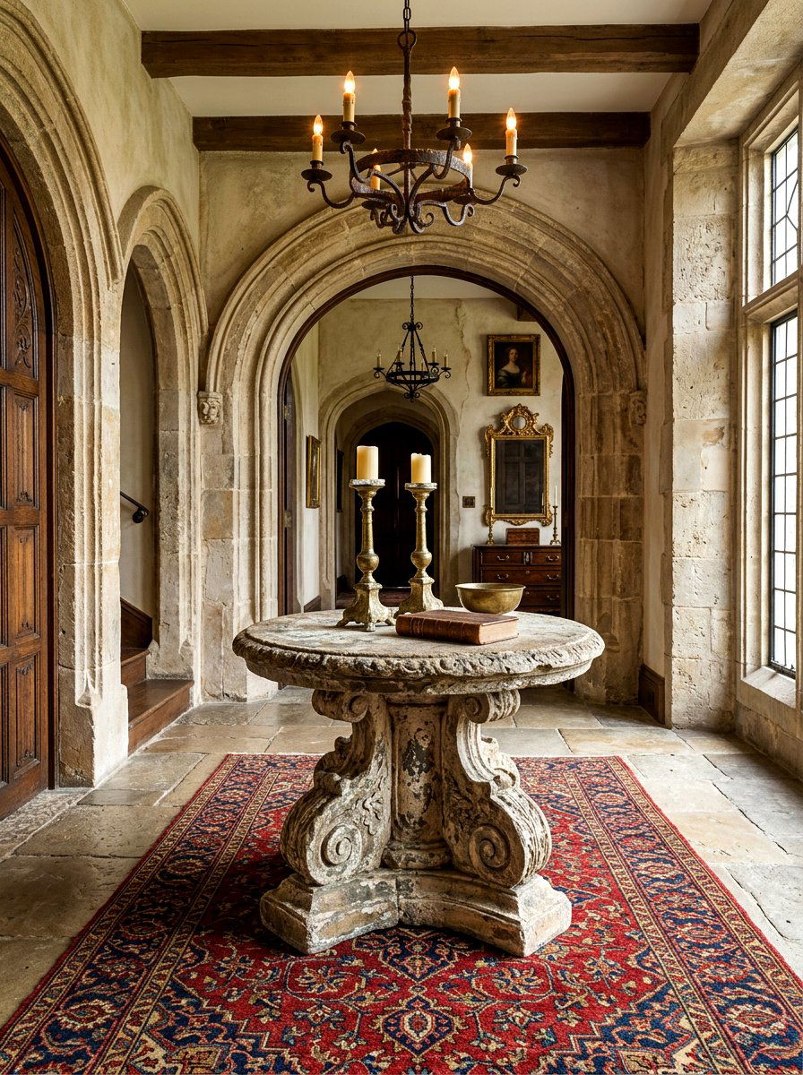 Antique Stone Pedestal Table - 30 pedestal entry table ideas