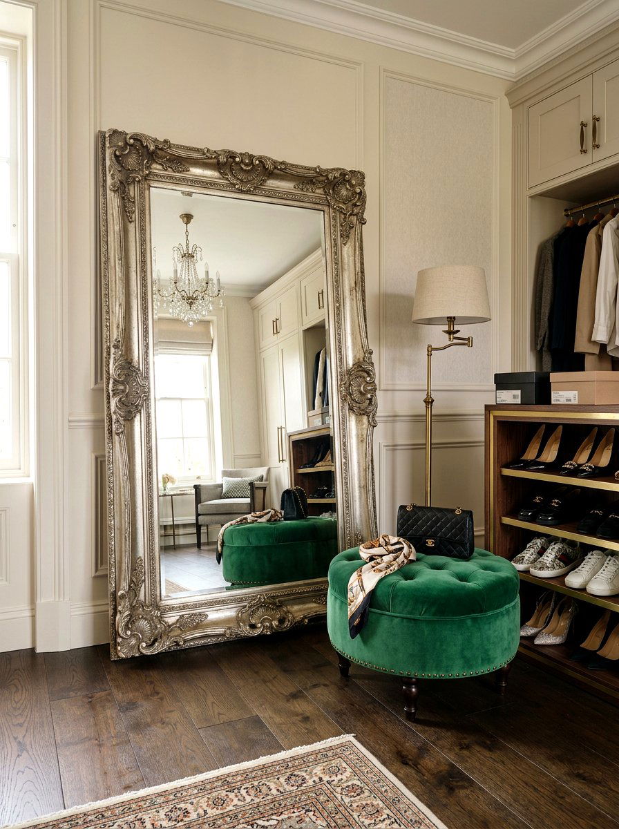 Antique Style Leaning Mirror Dressing Room - 30 oversized mirror leaning wall ideas