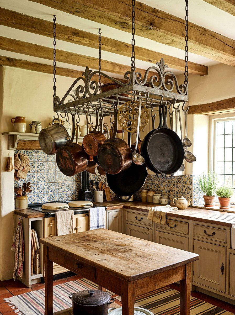 Antique Style Pot Rack - 30 ceiling pot rack ideas