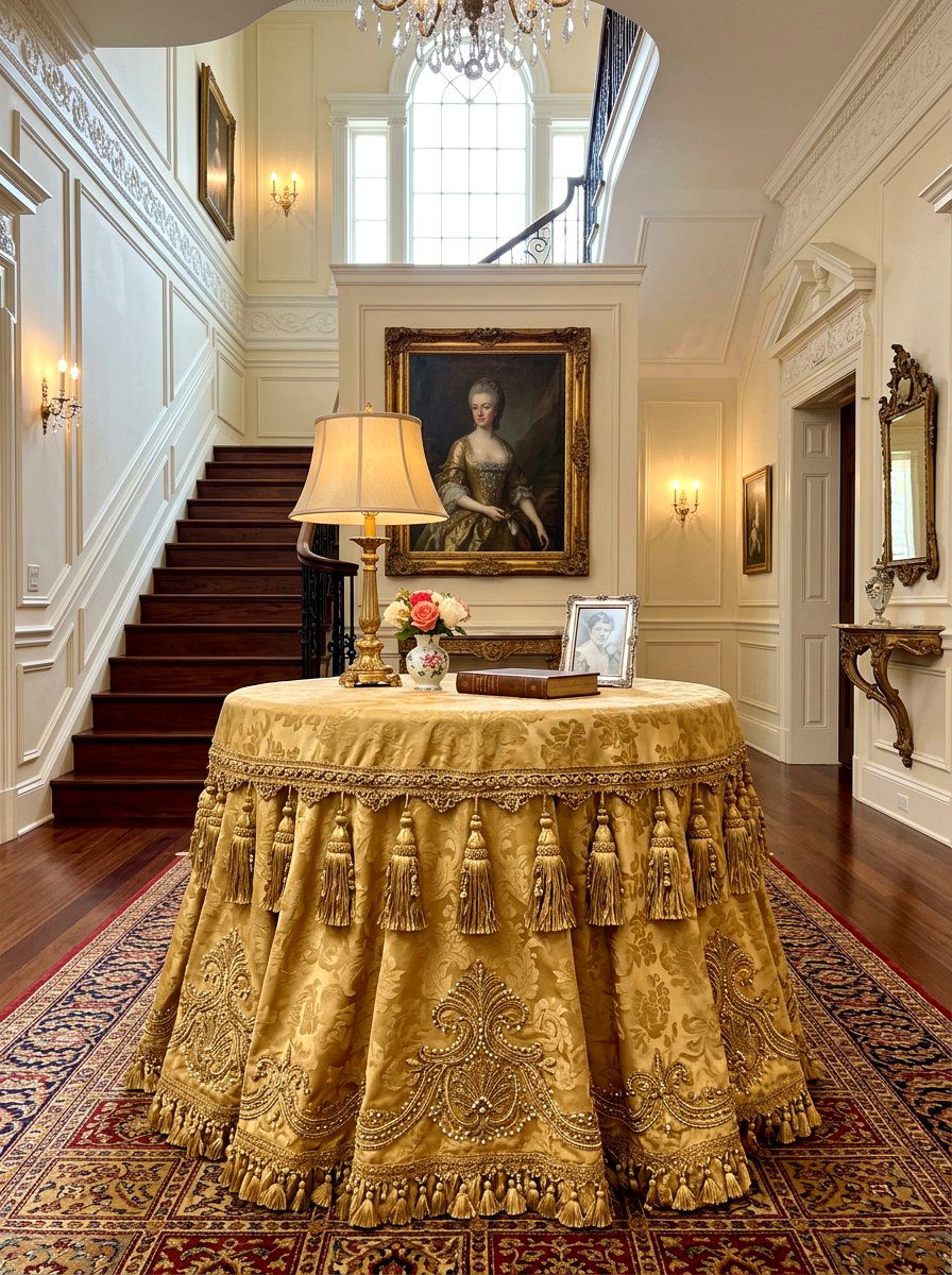 Antique Style Skirted Table - 30 skirted foyer table ideas