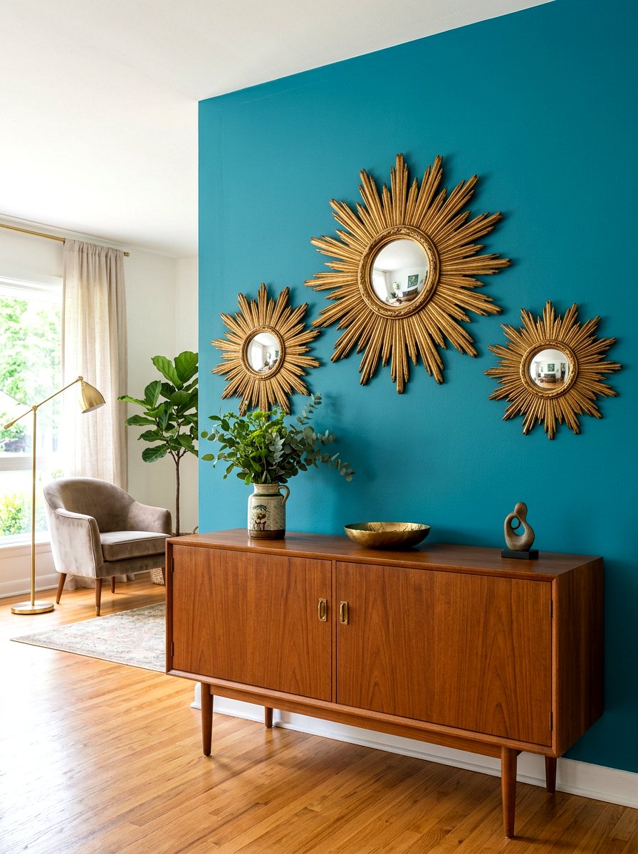 Antique Sunburst Mirror Set - 30 antique mirror wall ideas