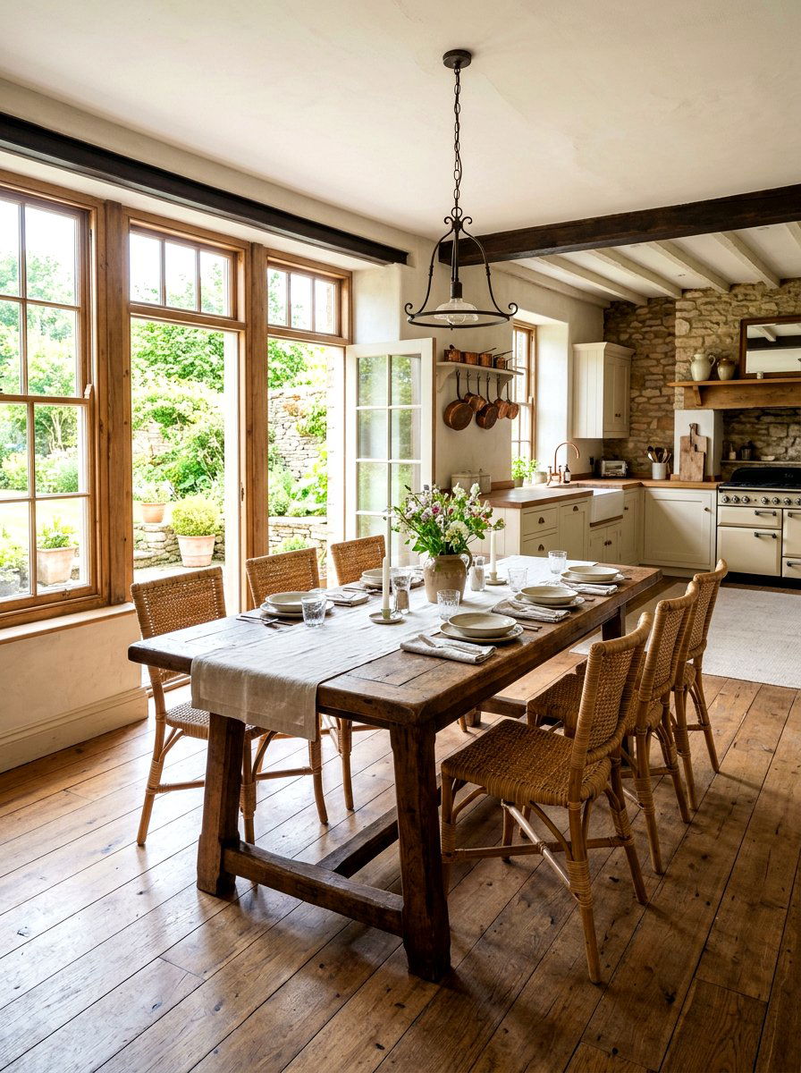 Antique Trestle Tables - 30 heirloom kitchen decor ideas
