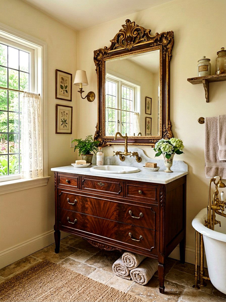 Antique Vanity Bathroom - 30 cottagecore bathroom ideas