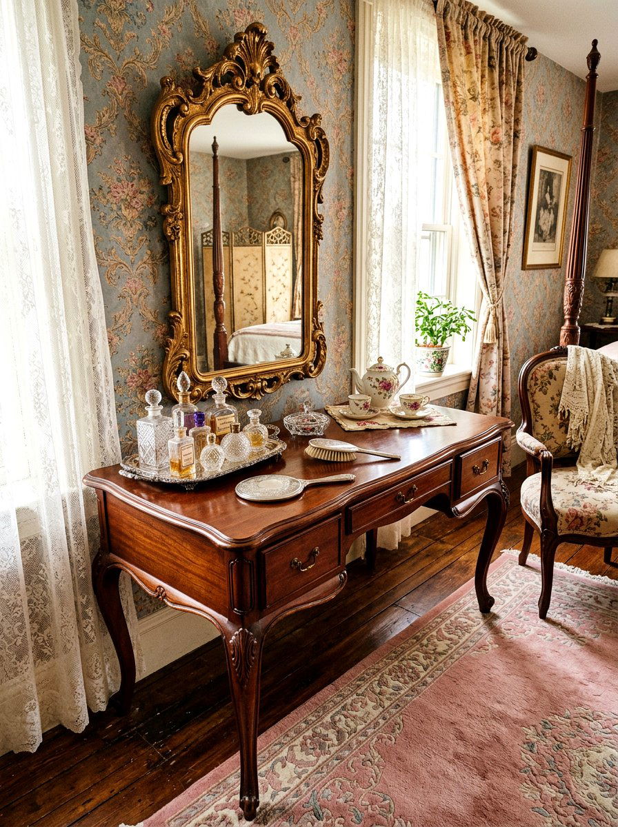 Antique Vanity Table - 30 coquette room decor ideas