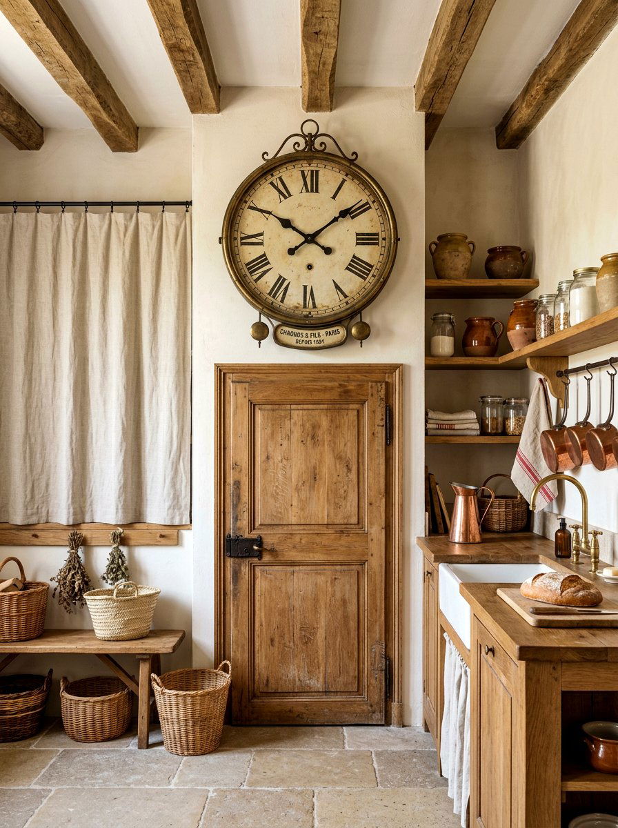 Antique Wall Clock - 30 bistro kitchen ideas