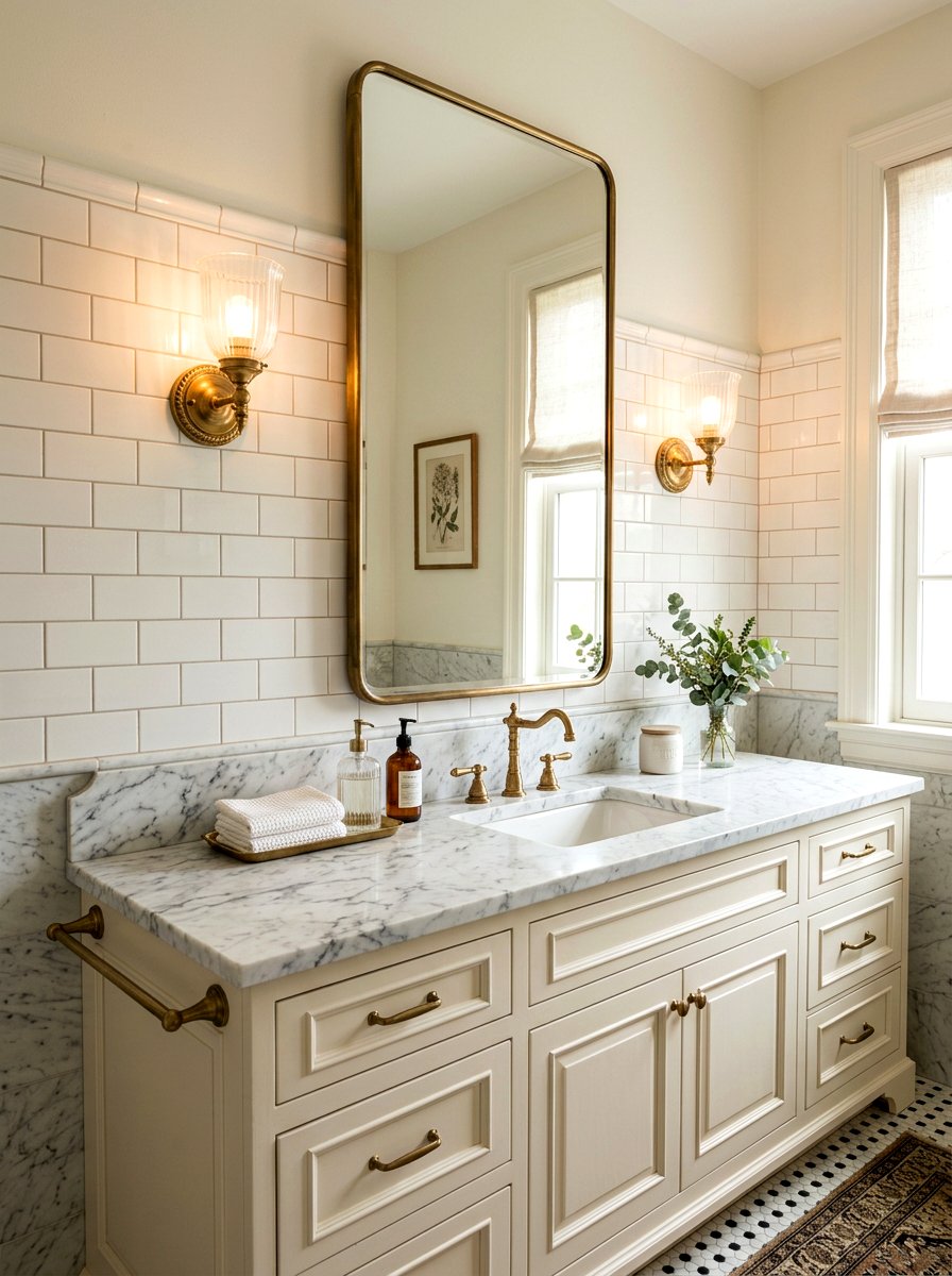 Antique Wall Sconce - 30 Parisian bathroom ideas