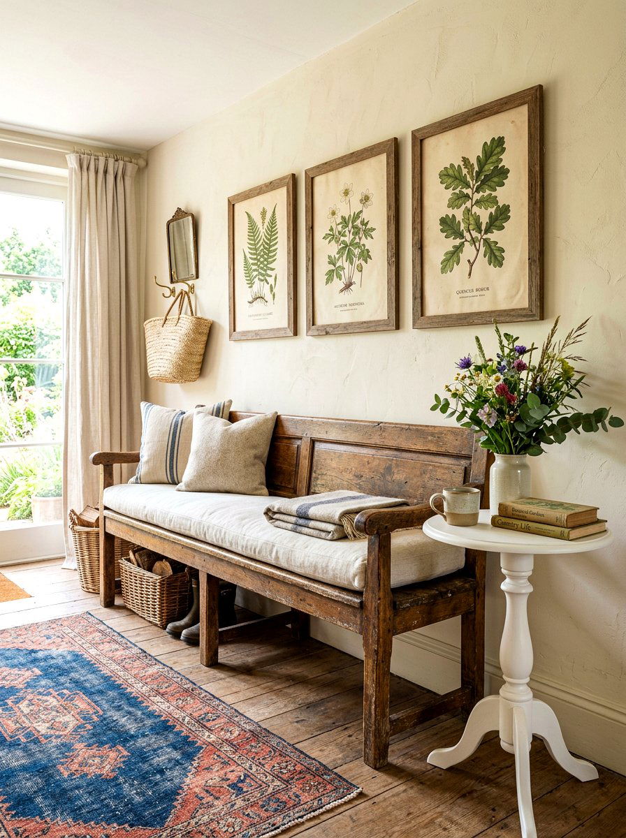 Antique Wood Bench Setting - 30 Nancy Meyers breakfast nook ideas