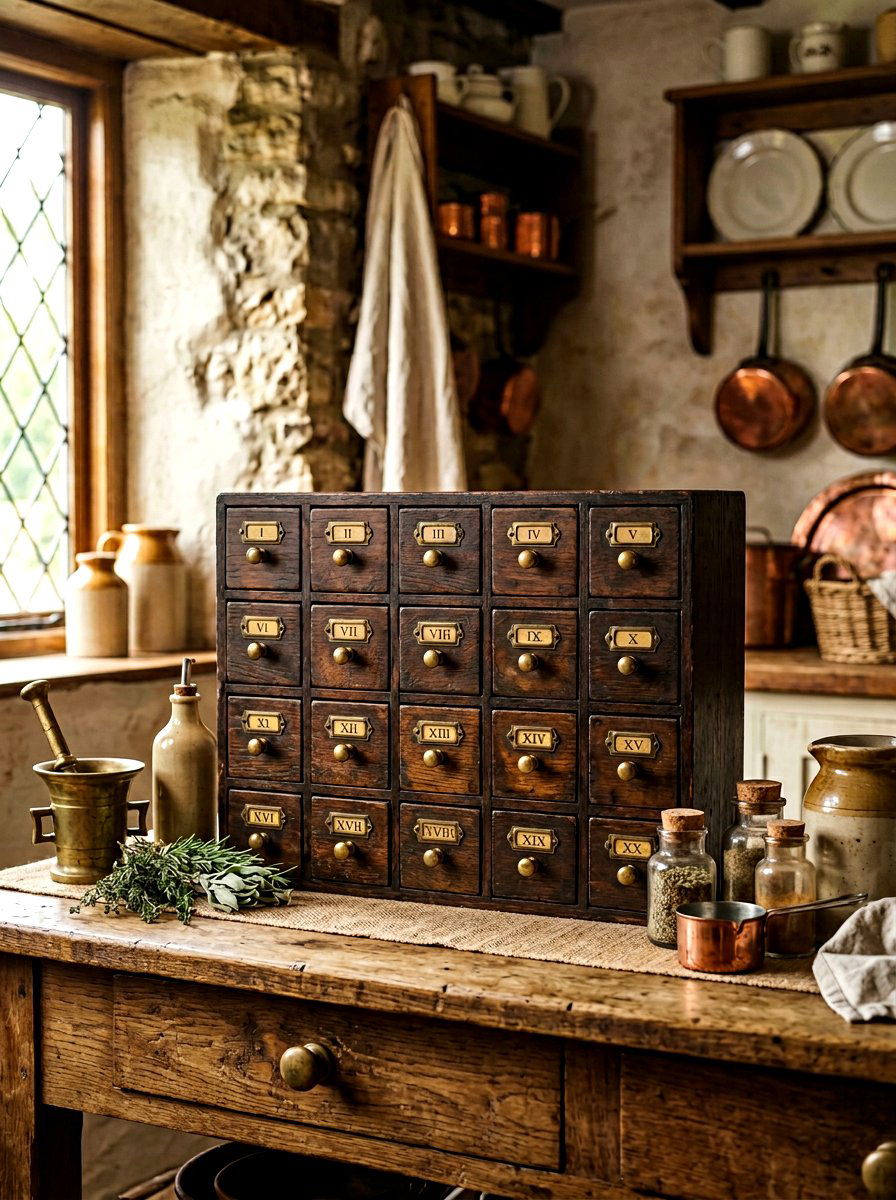 Antique Wooden Spice Cabinet - 30 spice rack ideas