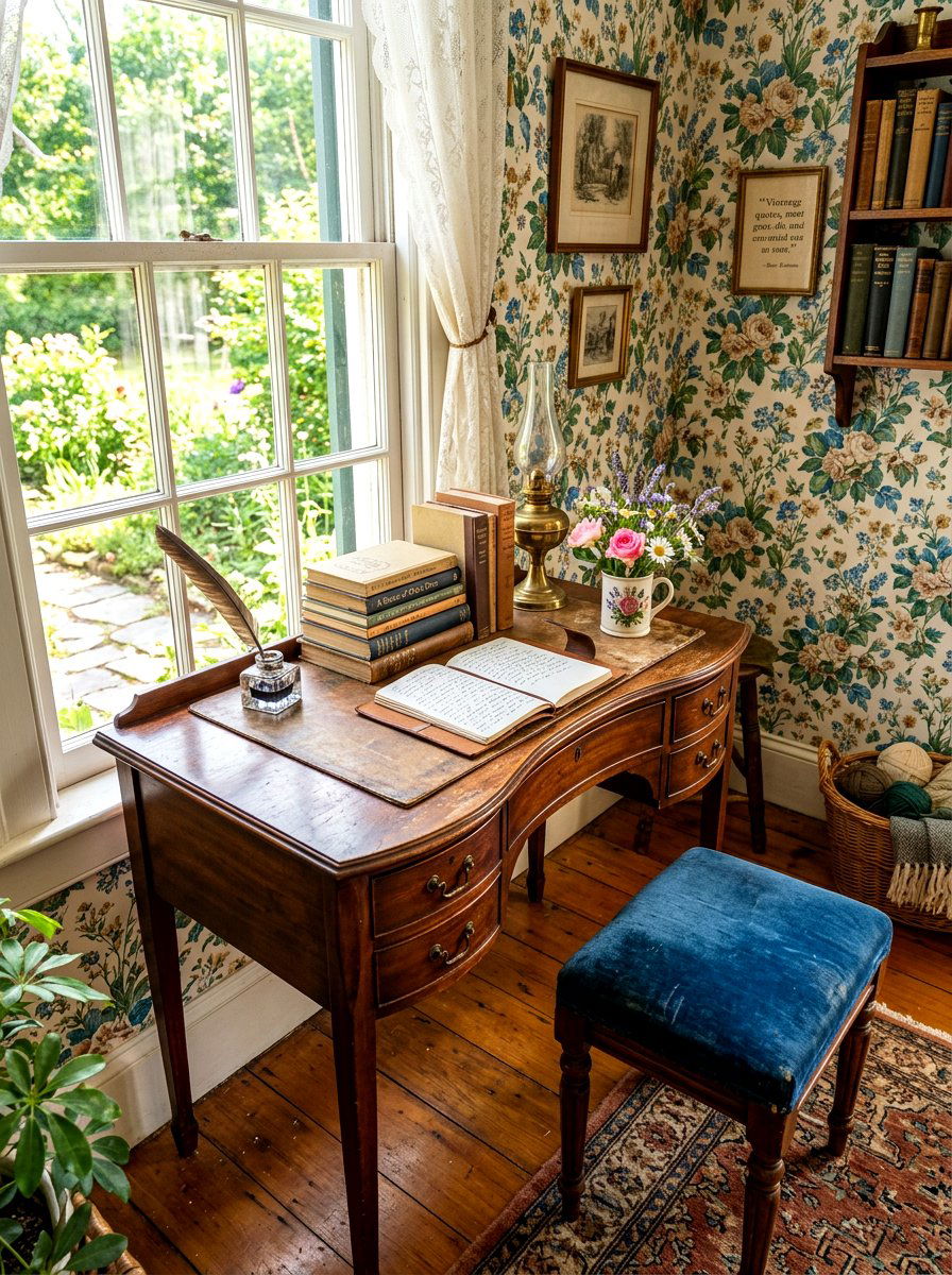 Antique Writing Desk - 30 maximalist office ideas