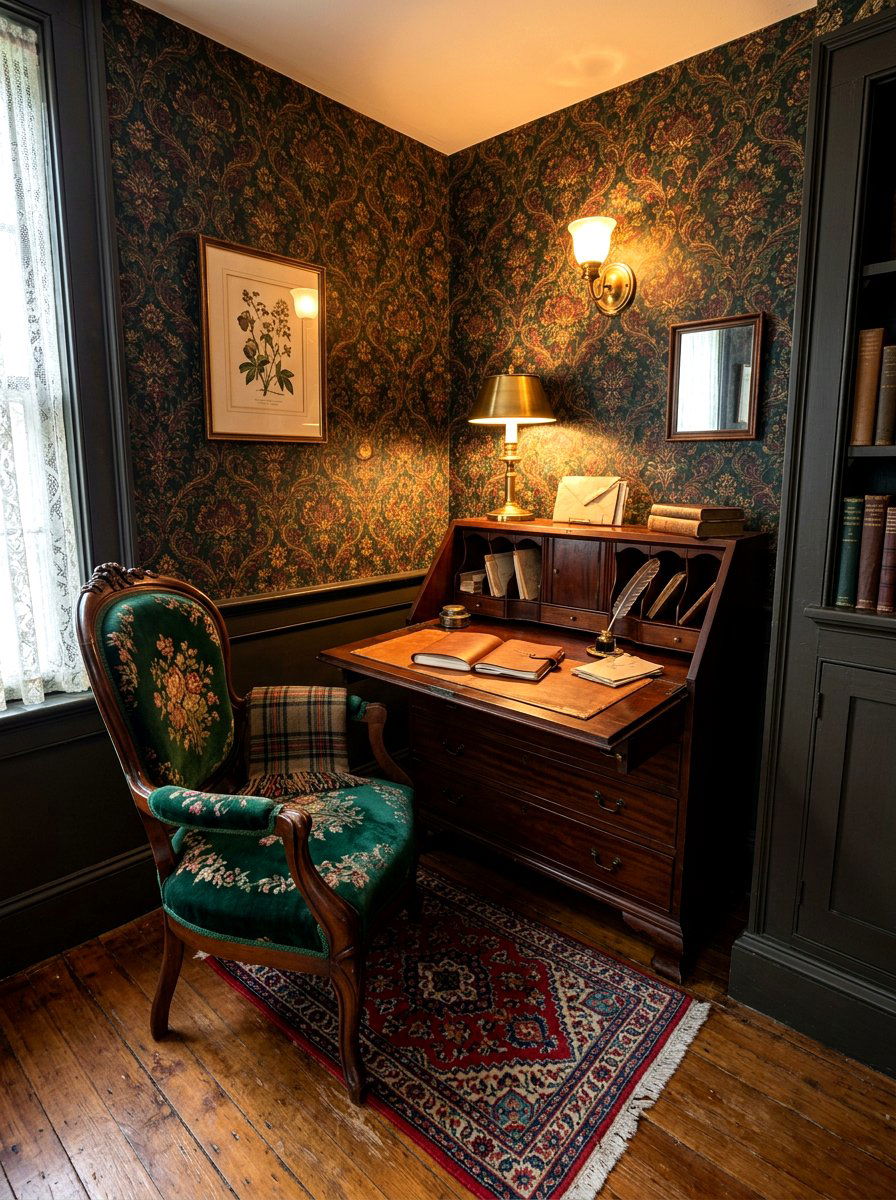 Antique Writing Nook - 30 moody editor office ideas
