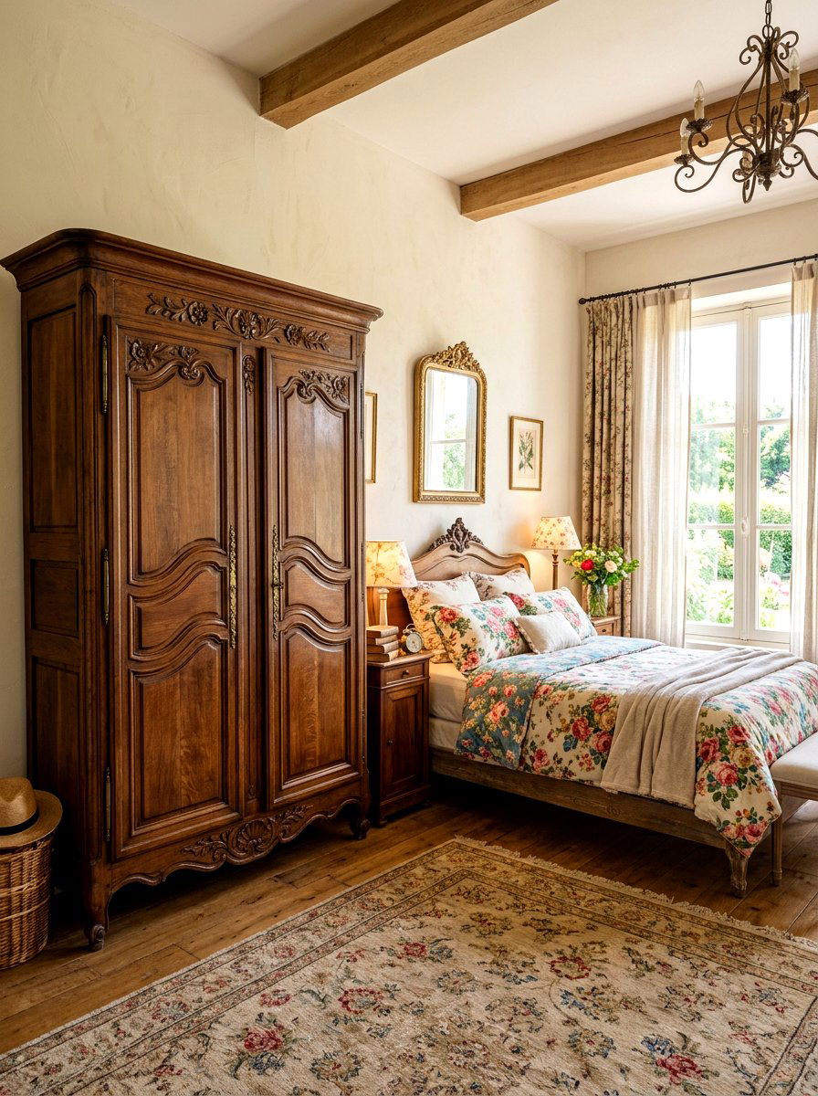 Antique armoire bedroom - 30 Paris apartment bedroom ideas